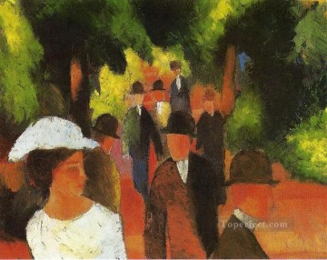 Promenade with Half Length of Girl in White August Macke Oil Paintings